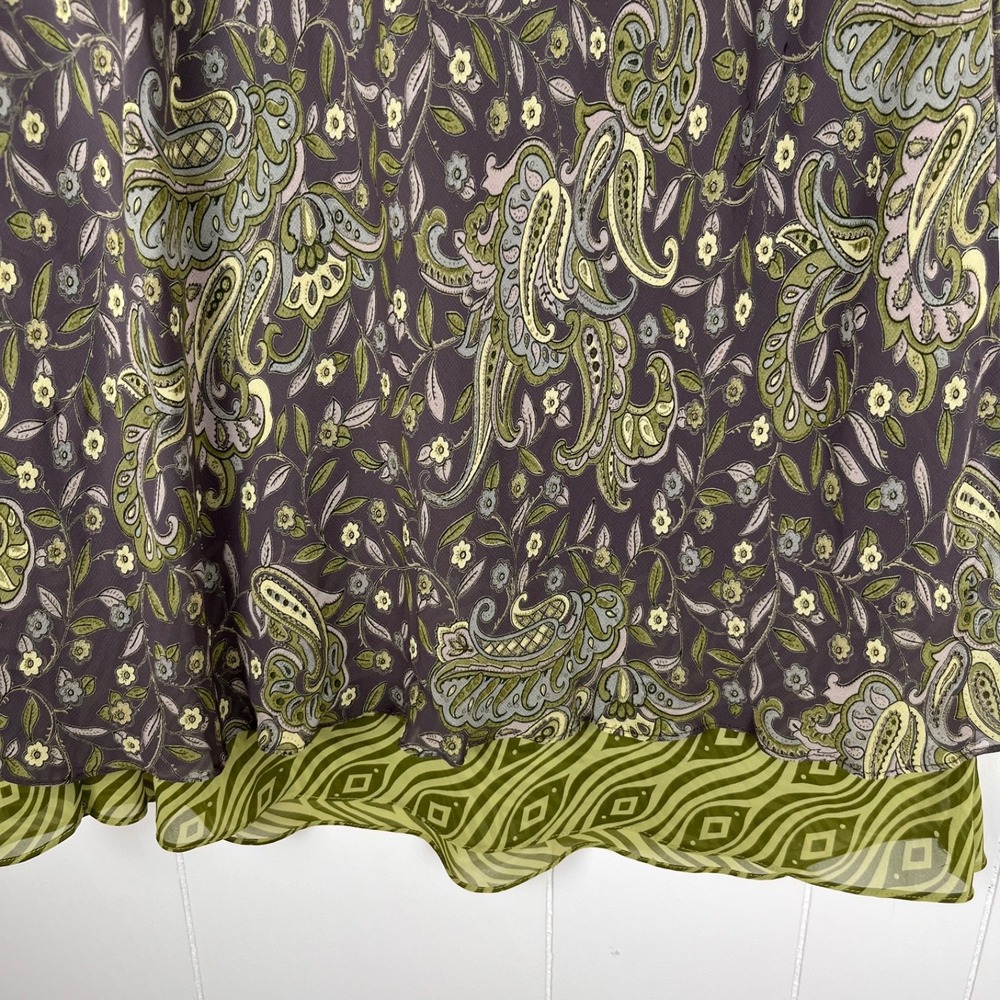 Vintage Central Falls Maxi Skirt L Green Olive Paisley Boho Fairy Phoebe USA 90s - Picture 2 of 7